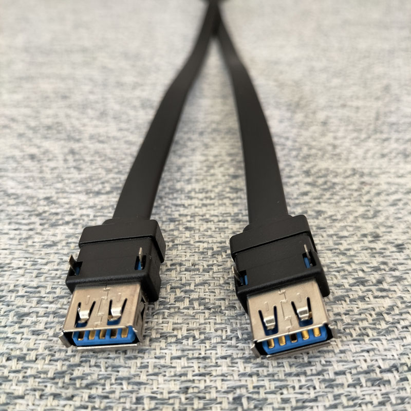 USB3.0前置面板线19针挡板20P转3.0带固定脚DIY机箱改装升级扁线 - 图0