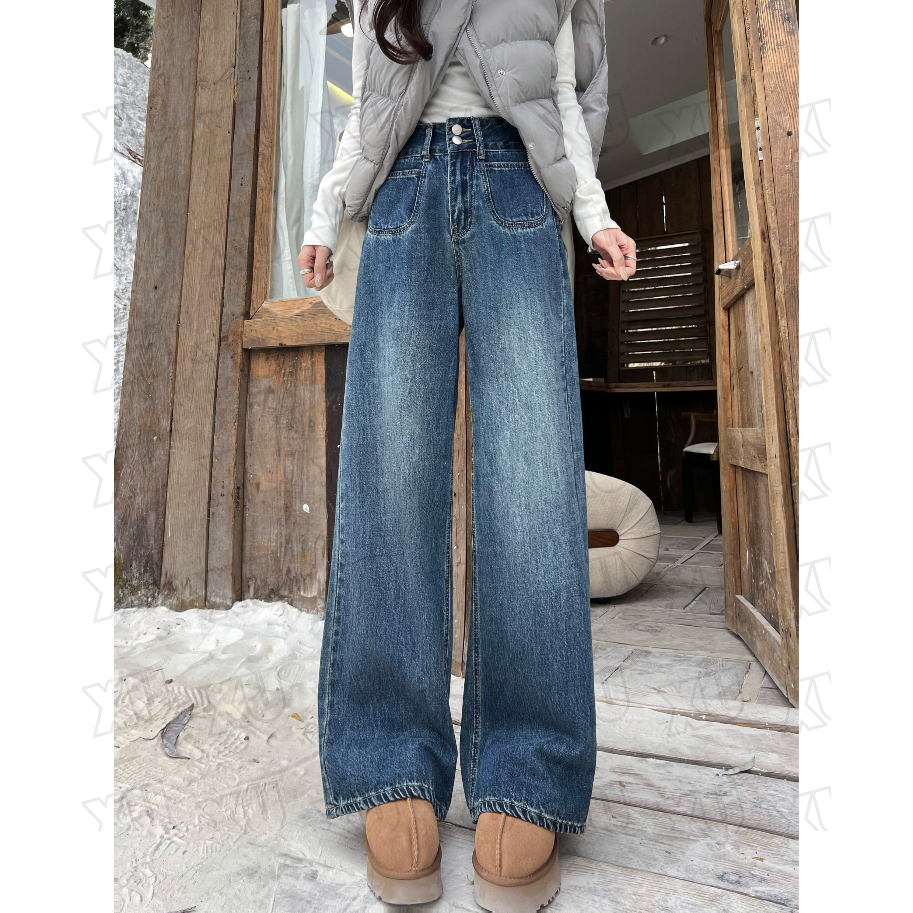 【运补6-8】秋冬新款复古直筒牛仔裤女新款高腰显瘦百搭7276 Q,淘宝优惠券,粉丝福利购,淘宝优惠卷