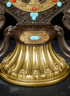 慧宝古色金轮王a款供佛前摆件