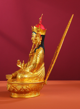 藏式莲花生大士带背光铜佛像