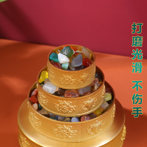 无缝加厚学院曼扎盘供曼茶罗黄铜八吉祥修盘摆件供曼扎加厚款10cm - 图2