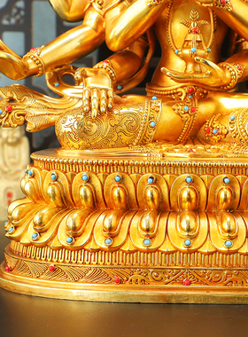 藏式铜鎏金10寸尊胜度母莲师阿弥财神长寿不动药师大白伞盖摆件