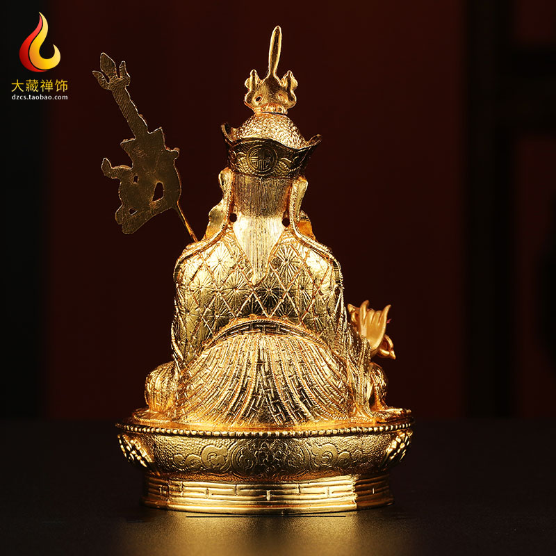 镀金莲花生大士 莲师小佛像摆件 仿尼泊尔合金佛像民族品3寸12cm - 图2