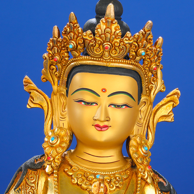 金刚萨埵佛像全鎏金10寸黄铜藏传密宗尼泊尔工艺十寸佛台神像摆件