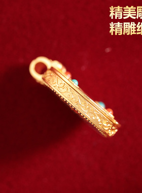 黄财神嘎乌盒吊坠配饰挂坠S925银