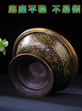 尼泊尔铜制古色描金护法杯