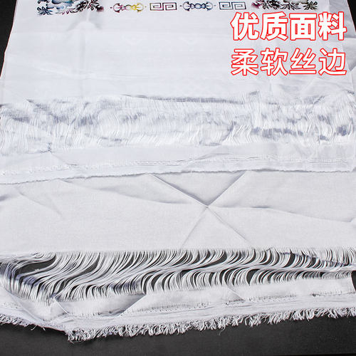 彩色烫金西藏八吉祥 哈达藏族饰品 哈达批量蒙古哈达围巾挂车白色 - 图1