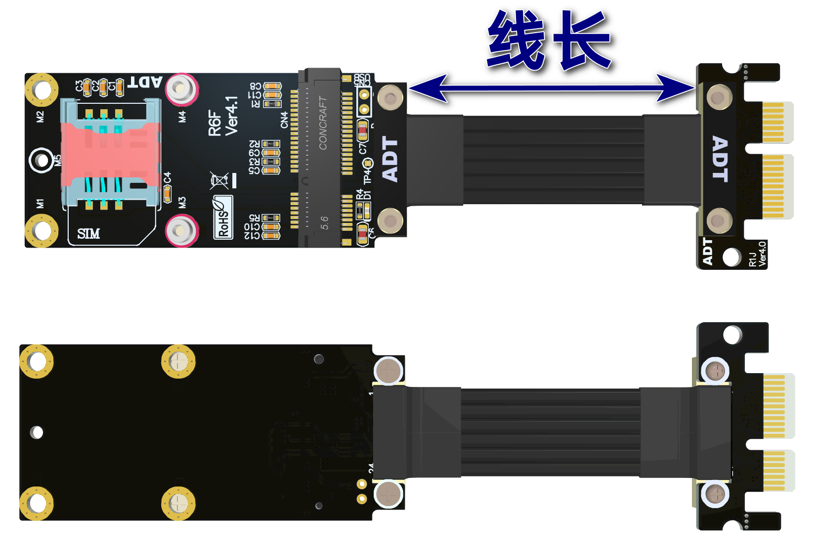 PCIe x1延长线转接卡mini PCIe 无线网卡mpcie主板minipcie ADT - 图3