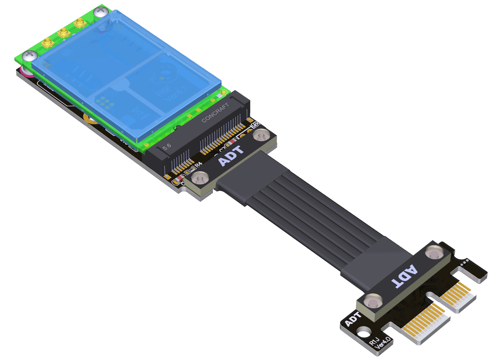 PCIe x1延长线转接卡mini PCIe 无线网卡mpcie主板minipcie ADT - 图2