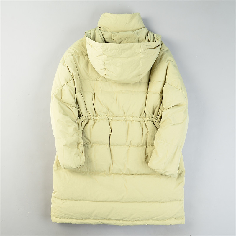 女士精品立领连帽中长款羽绒服L85608宽松收高腰保暖白鸭绒长外套,淘宝优惠券,粉丝福利购,淘宝优惠卷