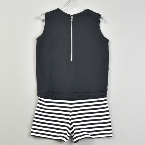 精品潮牌女生连体衣裤8.26L83651拼接假两件夏季休闲无袖连身短裤 - 图0