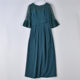216 high-end goods lace satin stitching dress women 74527 trumpet half-sleeve slim evening dress long dress