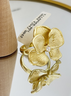 复古金属纹理花朵戒指女小众设计感轻奢高级感气质大气戒指