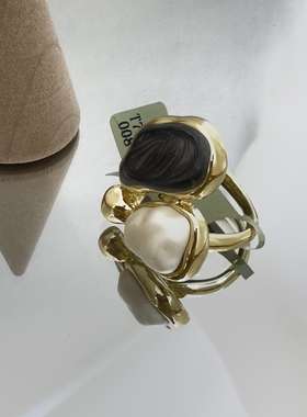 不规则双石戒指女轻奢高级感小众设计夸张食指戒新款潮开口可调节