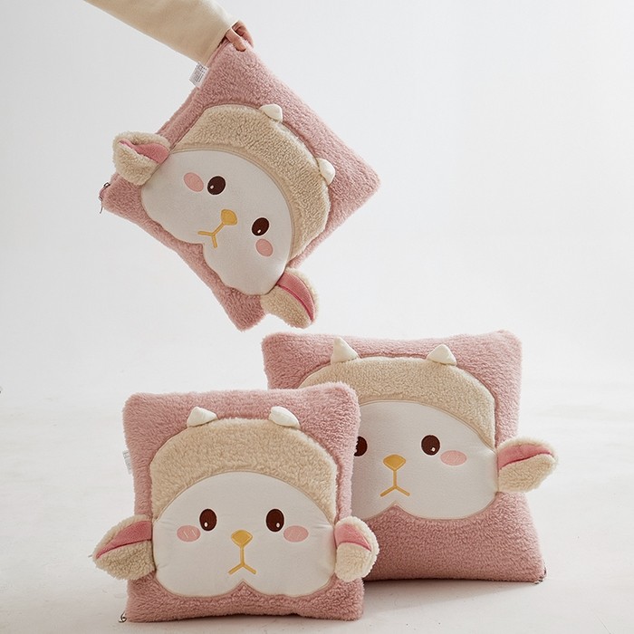 手拎萌萌羊抱枕被两用加厚加绒保暖学生办公室汽车载靠垫午睡毯子,淘宝优惠券,粉丝福利购,淘宝优惠卷