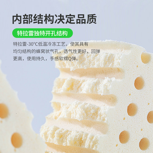 泰国天然乳胶特拉雷枕头儿童护颈椎家用加高学生成人橡胶枕芯正品 - 图0
