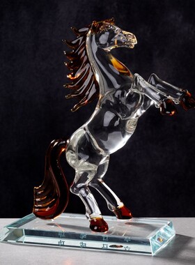 水晶生肖马摆件开业乔迁礼物