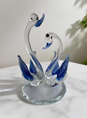 手工水晶天鹅桌面摆件浪漫礼品