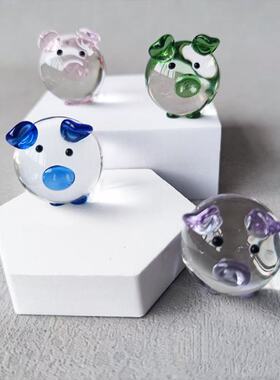 跨境创意精致水晶玻璃可爱小猪桌面装饰摆件礼物礼品一件