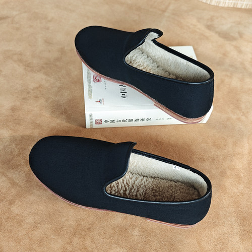 御圣祥老北京布鞋男士牛皮底礼服呢冬季加绒鸭舌保暖软底舒适养脚 - 图2