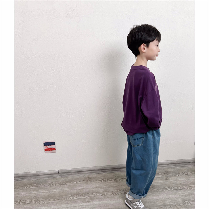 童童妈定制男女童粉紫色纯棉韩版宽松字母简约舒适长袖T恤春秋装,淘宝优惠券,粉丝福利购,淘宝优惠卷