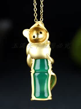 天然高冰帝王绿玉髓玛瑙女竹节