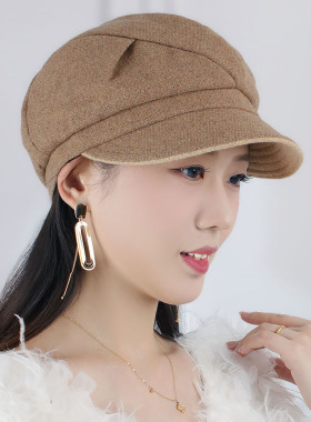 秋冬羊毛混纺保暖百搭女贝雷帽