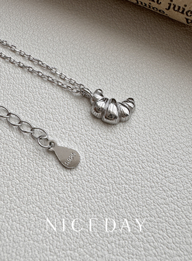 Niceday新款S925银可颂牛角包锁骨链ins小众韩国爆款百搭项链
