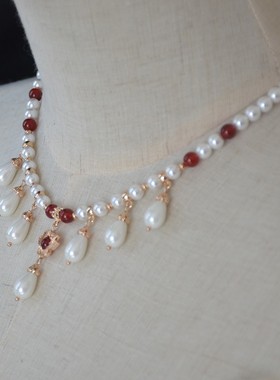 古风项链莲花贝珠软璎珞明制