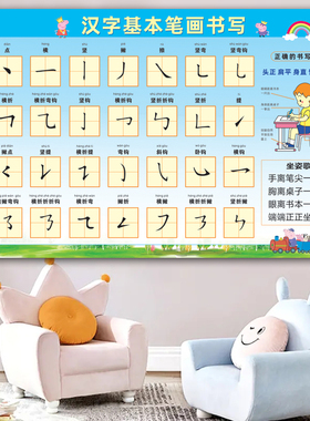汉字笔画名称表笔顺笔画墙贴