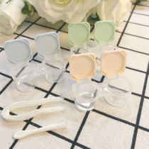 Press-buckle minimalist Nearsightedness Box Day Throw and Double Lian Portable Contact Lens Case Transparent Dingirl Clips