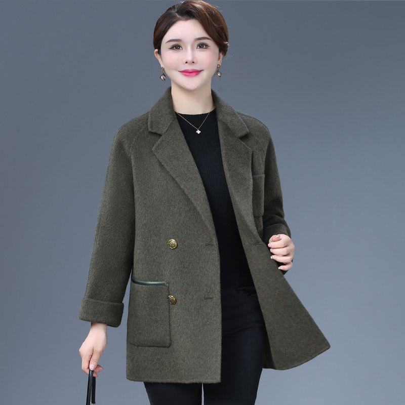 大码双面呢羊绒大衣女宽松秋冬中年妈妈小个子呢子西装领毛呢外套,淘宝优惠券,粉丝福利购,淘宝优惠卷