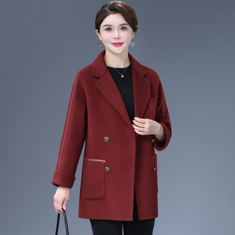 大码双面呢羊绒大衣女宽松秋冬中年妈妈小个子呢子西装领毛呢外套,淘宝优惠券,粉丝福利购,淘宝优惠卷
