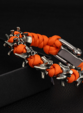 骷髅脊椎伞绳复古风潮流创意手链