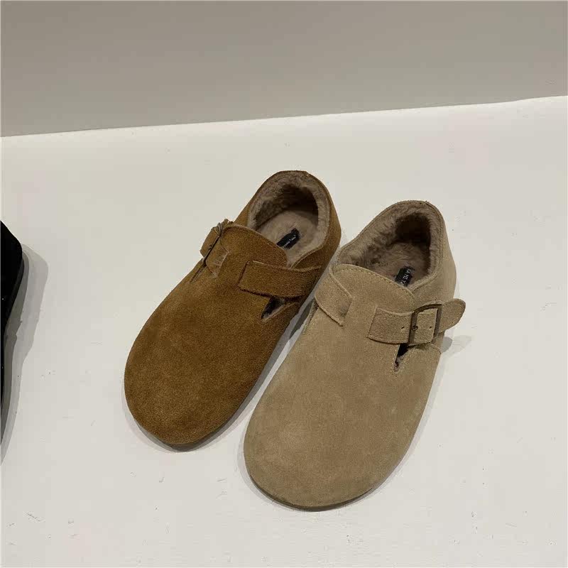 真皮平底加绒加厚棉鞋女鞋子新款秋冬季保暖毛毛鞋豆豆单鞋勃肯鞋,淘宝优惠券,粉丝福利购,淘宝优惠卷