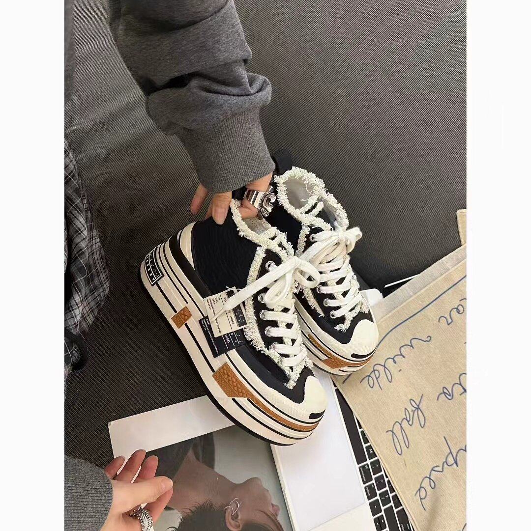 BAHONGLY 乞丐须边增高厚底小白帆布鞋大头开口笑乞丐鞋,淘宝优惠券,粉丝福利购,淘宝优惠卷