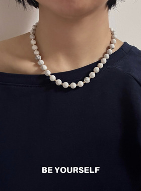 高级感天然白松石项链