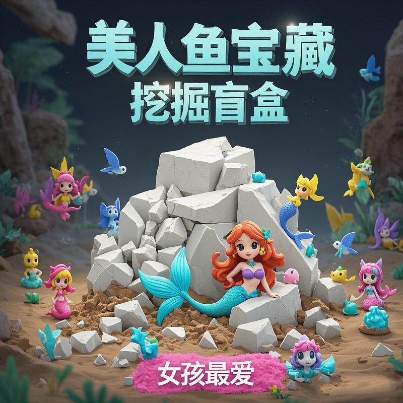 考古挖掘玩具挖宝石美人鱼夜光琥珀盲盒恐龙儿童手工diy男女孩,淘宝优惠券,粉丝福利购,淘宝优惠卷