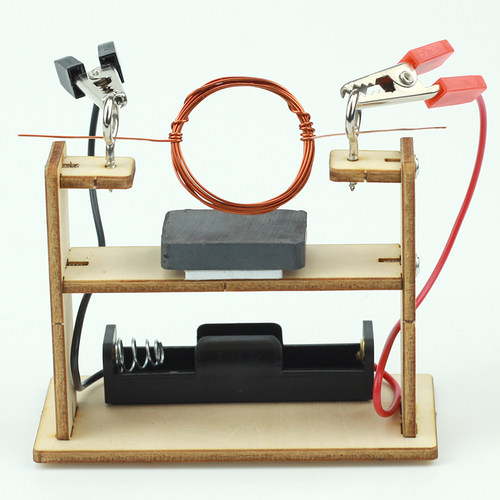 科技小制作自制电动机模型旋转电磁线圈物理实验器材DIY手工材料-图1