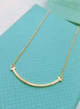 不褪色笑脸网红ins风钛钢锁骨链