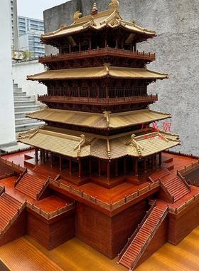 东阳木雕桌面摆件鹳雀楼模型特价