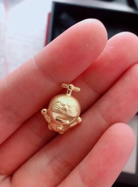 黄金包银首饰品竹蜻蜓哆啦A梦黄金色吊坠机器猫卡通猫项链送女友