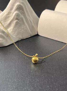 黄金包银平安果项链女苹果小吊坠送女友老婆的黄金色平安夜圣诞节