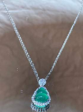 s925纯银天然高比绿玉髓小葫芦吊坠翡翠绿色项链女民族风颈饰挂件