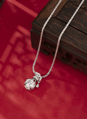 s925纯银镀黄金色首饰八心八箭锆石福袋爆闪镶钻项链女菜花锁骨链