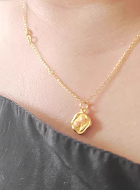 黄金包银首饰品黄金色郁金香花朵牌子馥郁花海吊坠女玫瑰锁骨项链