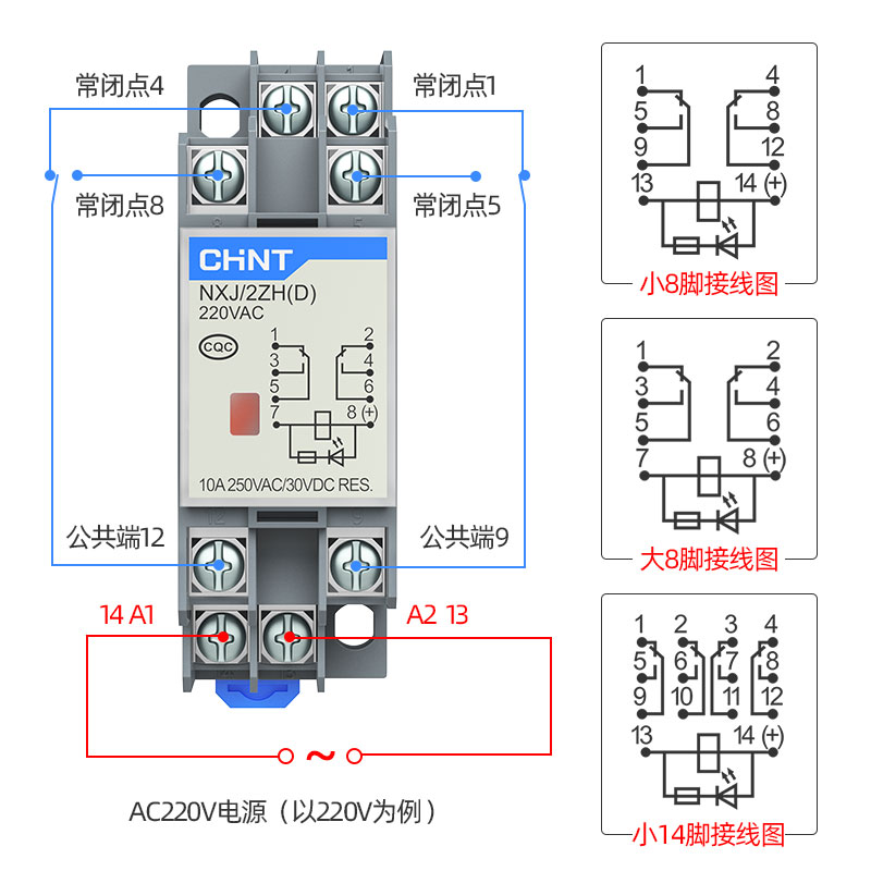 正泰小型中间继电器NXJ/2ZH4Z(D)8脚14脚12V24V220V电磁继电器-图0