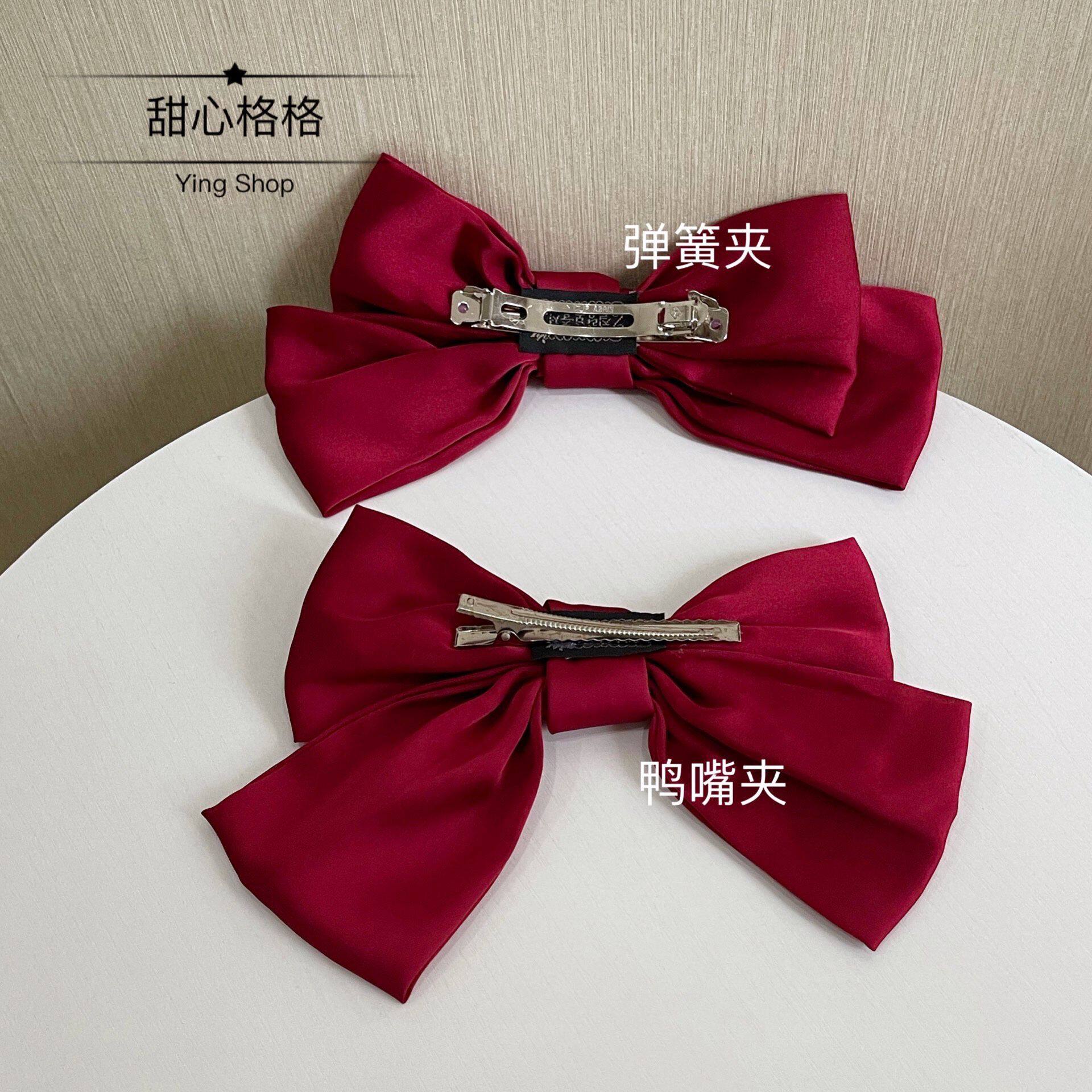 Ying.周杨青同款韩国绸缎大蝴蝶结发夹发卡后脑勺发饰弹簧夹头饰