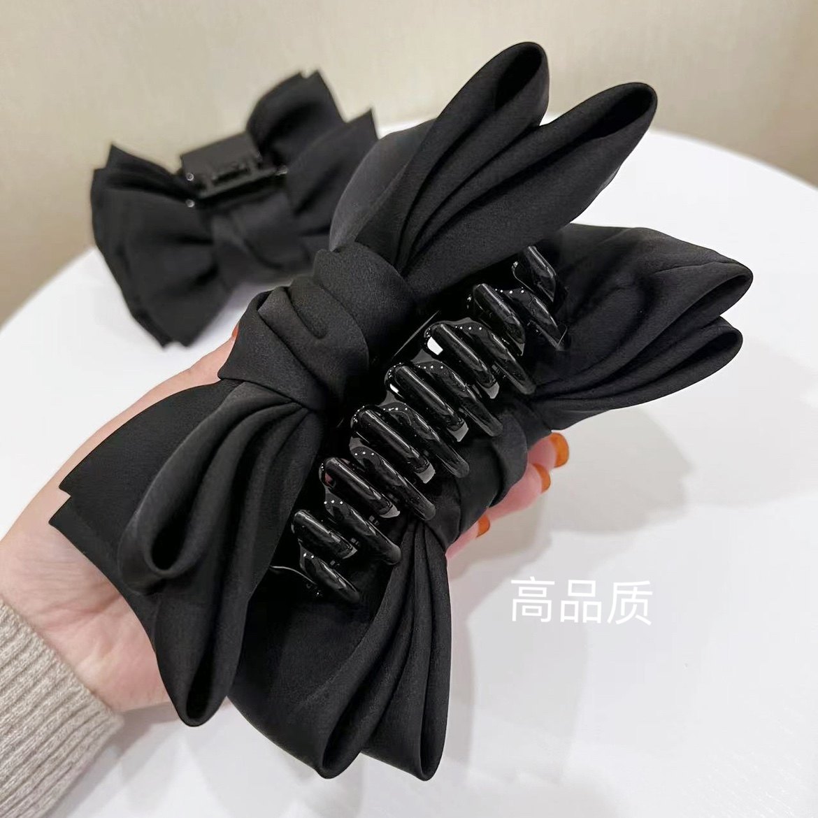 高版本～在逃公主头饰双面黑色蝴蝶结抓夹头顶大号鲨鱼夹气质发夹