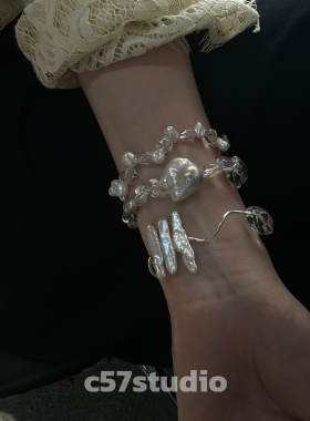 c57studio天然炫彩巴洛克珍珠手链女小众设计感水晶手链